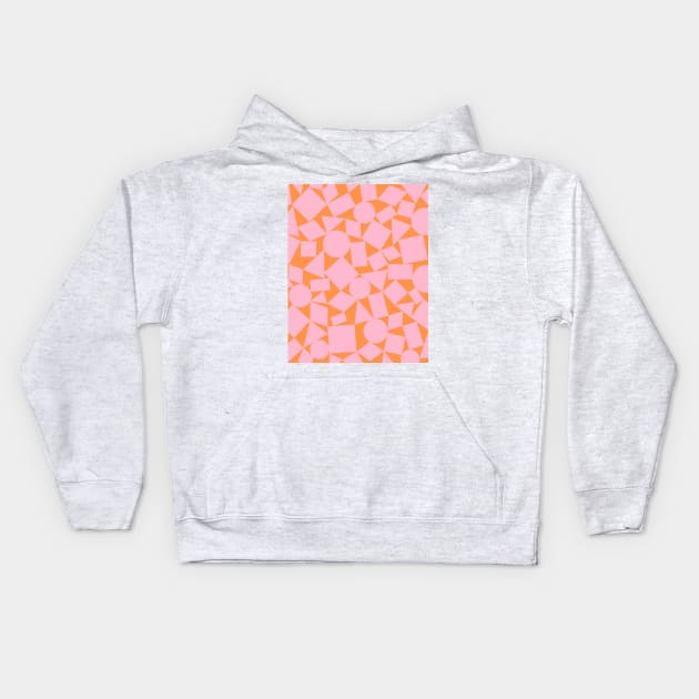Pink and Orange Geometric Shapes Pattern Kids Hoodie by OneThreeSix
